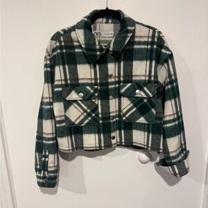 Zara Forest Green Checkered Jacket
